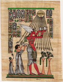 Ajenaton y Nefertiti con ofrendas