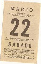 Hojita de calendario 22 de marzo de 1969