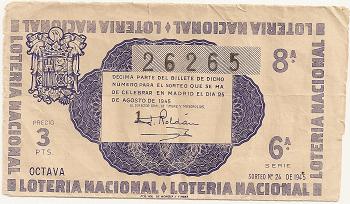 Lotería Nacional. Décimo sorteo nº 24. 1945