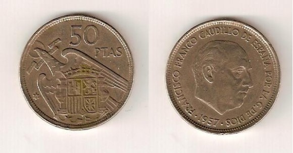 Moneda 50 ptas. Franco 1957. 60 €