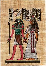 Nefertaria acompañada por Horus, caminando hacia el más allá.