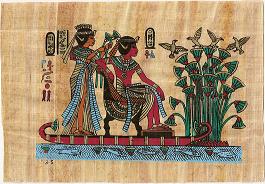 Tutankamon y anjesenamon pasean en barca
