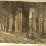 Reproducción de grabado Dibujo de Antonio herbert. 1886. Claustro del Convento de San Esteban. Salamanca