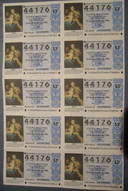 Loteria nacional 22 de diciembre de 1996. n44176 s53