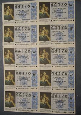 Loteria nacional 22 de diciembre de 1996. n44176 s56