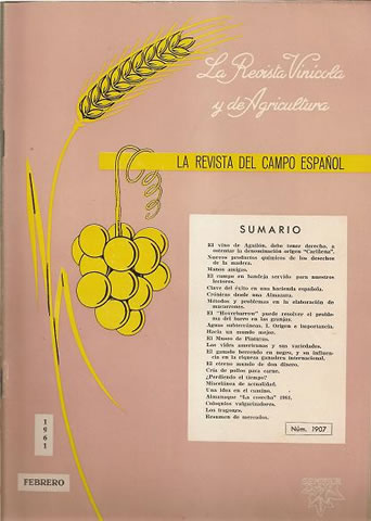 LA REVISTA VINICOLA Y DE AGRICULTURA  Nº 1907 FEBRERO DE 1961