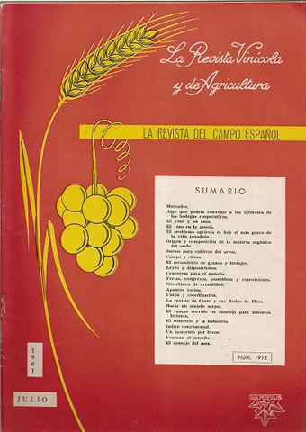 LA REVISTA VINICOLA Y DE AGRICULTURA  Nº 1912 JULIO DE 1961