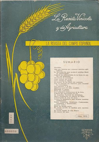 LA REVISTA VINICOLA Y DE AGRICULTURA  Nº 1913. AGOSTO DE 1961