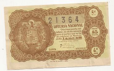Lotería Nacional. 5 de abril de 1951 21364