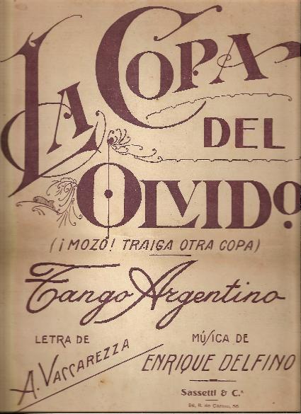 Partitura La Copa del Olvido. Tango Argentino
