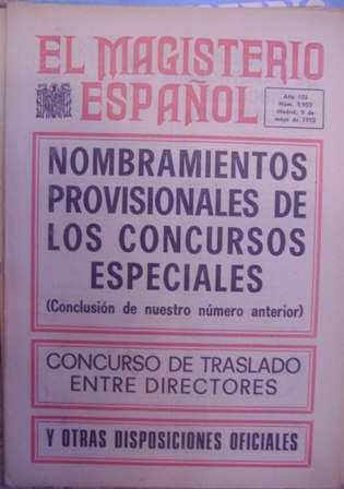 Revista EL MAGISTERIO ESPAÑOL,9 de mayo de 1970