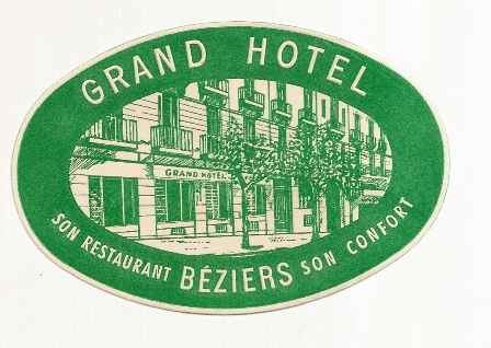 Antigua Etiqueta Grand Hotel, Beziers