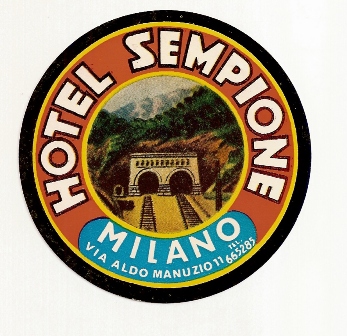 Antigua Etiqueta de Hotel Sempione