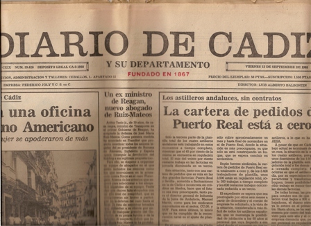 DIARIO DE CÁDIZ, 13 de septiembre de 1985