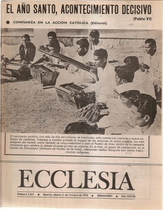 ECCLESIA Número 1661, 6 de Octubre de 1973, Año XXXIII