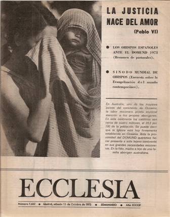 ECCLESIA Número 1662, 13 de Octubre de 1973, Año XXXIII