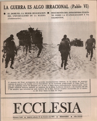 ECCLESIA Número 1663, 20 de Octubre de 1973, Año XXXIII