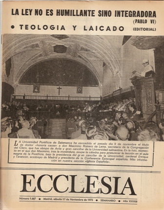 ECCLESIA Número 1667, 17 de Noviembre de 1973, Año XXXIII