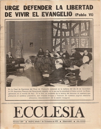 ECCLESIA Número 1669, 1 de Diciembre de 1973, Año XXXIII