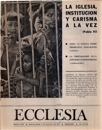 ECCLESIA Número 1657, 8 de Septiembre de 1973, Año XXXIII