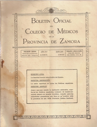 Boletín Oficial del Colegio de Médicos Provincia de Zamora, Abri