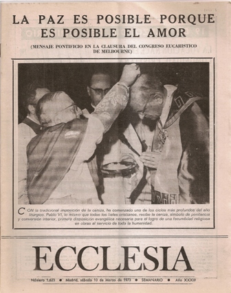 ECCLESIA Número 1633, 10 de Marzo de 1973, Año XXXIII
