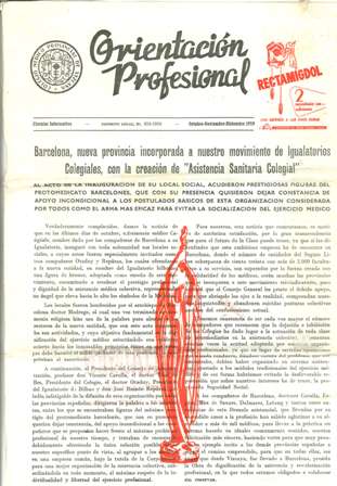 Orientación Profesional, Colegio de Médicos de Vizcaya, 1959