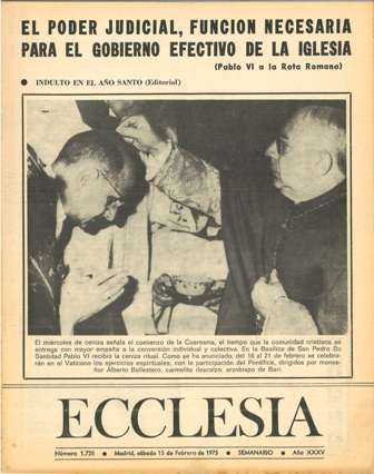 ECCLESIA Número 1728, 15 de Febrero de 1975, Año XXXV