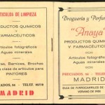 Guía de Ferrocarriles de Madrid, verano 1931, Publicidad Droguería y Perfumería Anaya