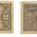 Billete dos pesetas. Burgos 1938