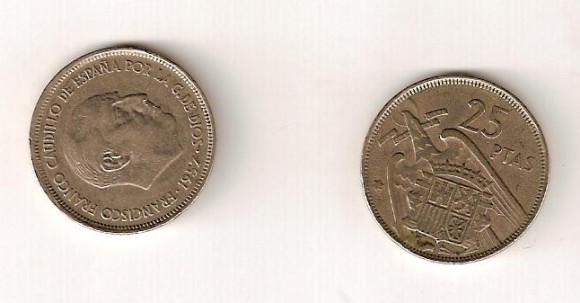 Moneda de 25 ptas. Franco 1957. 5_29 €