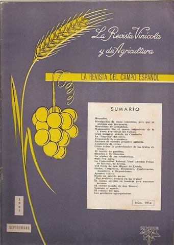 LA REVISTA VINICOLA Y DE AGRICULTURA  Nº 1914. SEPTIEMBRE DE 1961