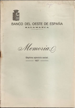 BANCO DEL OESTE 1927