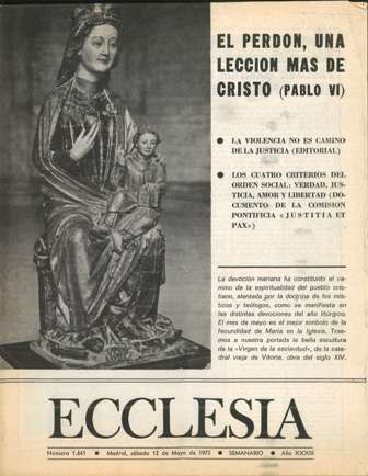ECCLESIA Número 1641, 12 de Mayo de 1973, Año XXXIII