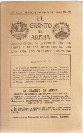 EL GRANITO DE ARENA AÑO XXXI, Palencia, 5 y 20 de Mayo de 1938,