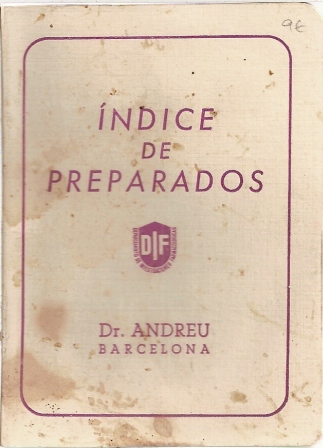 Indice de preparados, Dr. Andreu Barcelona