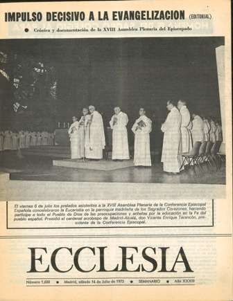ECCLESIA Número 1650, 14 de Julio de 1973, Año XXXIII