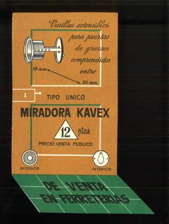 Publicidad miradora Kavex. Mirilla para puerta
