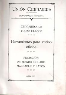 Unión Cerrajera, Mondragón, Catálogo 1921